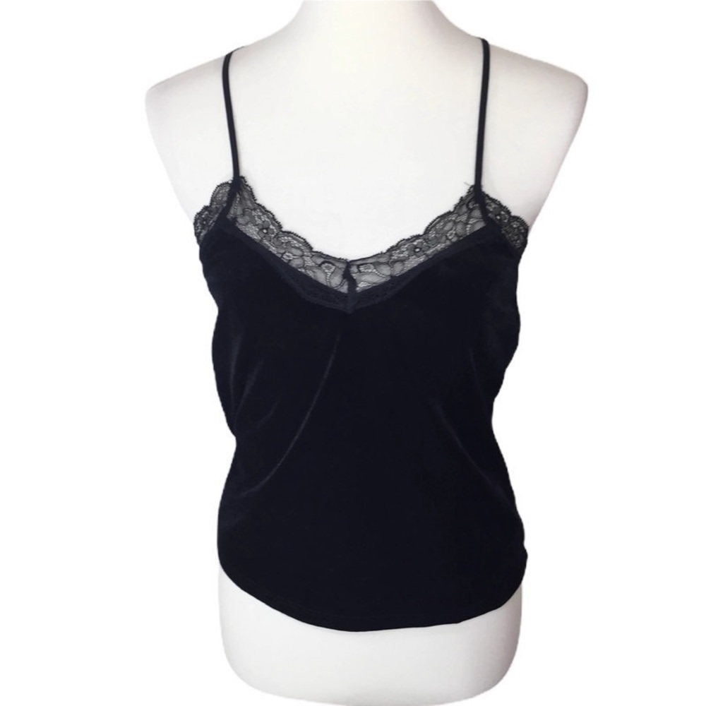 Willow & Clay Black Velvet & Lace Cami Size XS